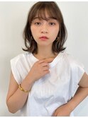 大人可愛いミディアムボブ(くすみブルー デジタルパーマ)