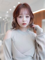 20代30代大人かわいい斜めバングデザインカラーインナーカラー