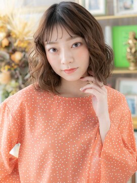 カバーヘア ブリス 川口(COVER HAIR bliss) バレイヤージュゆるふわ巻き前下がりボブディ