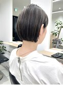 コントラストハイライト/ミニボブ/ぱつっとボブ/白髪ぼかし/銀座