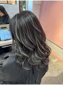 ハイライトバレイヤージュグラデーションカラー白髪ぼかし