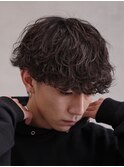 緩め波巻きパーマツイストスパイラルメンズパーマウルフマッシュ