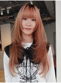 ブリーチ顔周りレイヤーチェリーブラウンハイトーン_ba556542