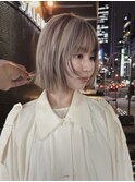 ウルフボブ×ホワイトベージュ×ローライト
