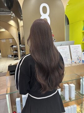 ピンクベージュ ピンクラベンダー ブリーチなしダブルカラー