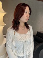 マイル 渋谷(mile)&nbsp;ブリーチなしダブルカラー/チェリーレッド/暖色/レイヤーカット