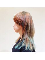 ノノリリ(NONORIRI)&nbsp;マッシュロングウルフバイレイヤージュユニコーン裾カラー秋色