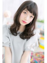 ミック ヘアアンドメイク アップ 駒込店(miq Hair&Make up)&nbsp;オン眉前髪カール♪ダークグレージュくせ毛風セミディa1