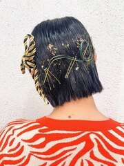 ボブヘアアレンジ/成人式ヘアアレンジ