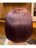 ボブヘアヘアカラーダブルカラーローズピンクブラウン