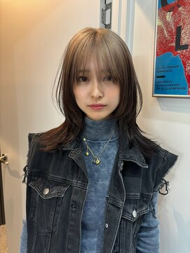 ペレ 渋谷(PELE) デザインカラー/レイヤーカット/ウェットヘア/オリーブベージュ