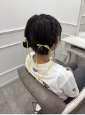 【ヘアメ】編み込みツインお団子＊新井