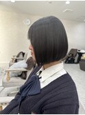 #切りっぱなしボブ/10代/20代/30代/ストレートパーマ/艶髪