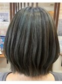 バレイヤージュ×オリーブグリーン