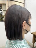 切りっぱなしボブブラウンカラー