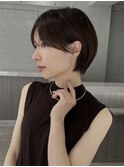 ココアベージュ前髪あり小顔マッシュショート