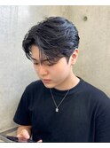 毛流れセンターパートニュアンスパーマ