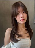 くびれヘア/顔周り/韓国/レイヤーカット/黒髪/ロング/前髪/大宮