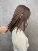 ラベンダーミルクティーグレージュ韓国風顔まわりレイヤー原宿
