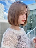 オリーブグレー/ボブ/顔周り/小顔/レイヤー/髪質改善/縮毛矯正