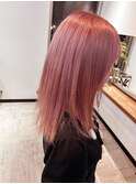 ダブルカラーミルクティーベージュピンクベージュロングレイヤー