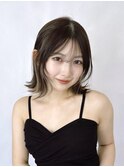韓国小顔インナーカラーイヤリングカラーレイヤーボブ20代30代