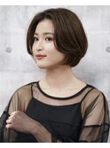 ひし形ショートボブウルフレイヤー透明感カラー前髪なし20代30代