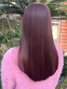 ナカオコアフュール(NAKAO COIFFURE) ピンクブラウン　ストレートヘア　髪質改善　ダメージレスカラー