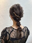 お呼ばれ　編みおろしヘアアレンジ