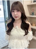 ブラウンベージュ 顔周りカット 前髪カット 韓国風巻き髪 20代
