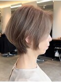 横浜西口白髪染めウルフショートカットアッシュベージュカラー