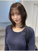 ボブレイヤーミディアム顔まわりレイヤーブラウン