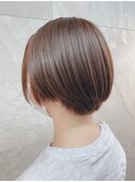 大人可愛い丸みショートボブト◎透明感ベージュカラー