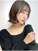 赤み消しカラー*ピスタチオカラー*前髪ありボブ*ふんわりカール2
