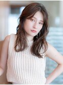 大人かわいい前髪セシルカットココアブラウンフリンジウェーブ