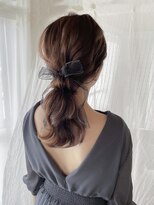 リボン×低めポニーテール　渋谷宮益坂ヘアセットmutsuki