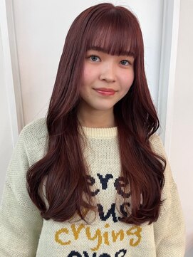 パーク 福岡天神西通り店(parc) チェリーブラウン 暖色カラー フルバング 10代20代 くびれヘア