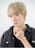 10代20代ハイトーンカラーくせ毛風メンズカットf南越谷