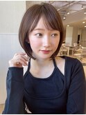ショートボブ/丸みショート/透明感ベージュ/顔周りカット