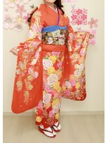 きものサロンティファニー&nbsp;オレンジの地に薔薇