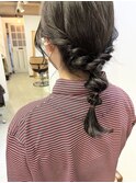 黒髪セミディでもかわいい編み下ろしアレンジ♪