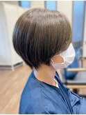 20代30代ミニボブココアブラウン小顔美肌ストレート丸み