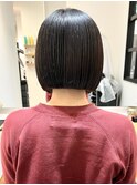 前下がりボブ 切りっぱなしボブ ショートボブ 縮毛矯正 髪質改善