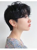 オリーブベージュショートミニボブグレージュブリーチレイヤー