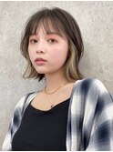 インナーカラーピンクデザインカラー黒髪エンドカラー裾カラー