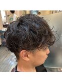 爽やか無造作スパイラルパーママッシュツーブロック刈り上げ
