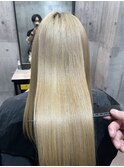 ロングヘアーブロンドヘア髪質改善　赤坂見附