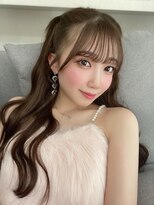 アム 表参道(am)&nbsp;小顔薄めバンググレージュレイヤーロング前髪パーマ黒髪