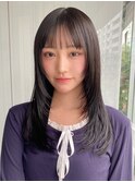 韓国ヘア レイヤーカット 前髪 ピンクベージュ"