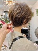 白髪×髪質改善ミルクブラウンショート小顔ボブ